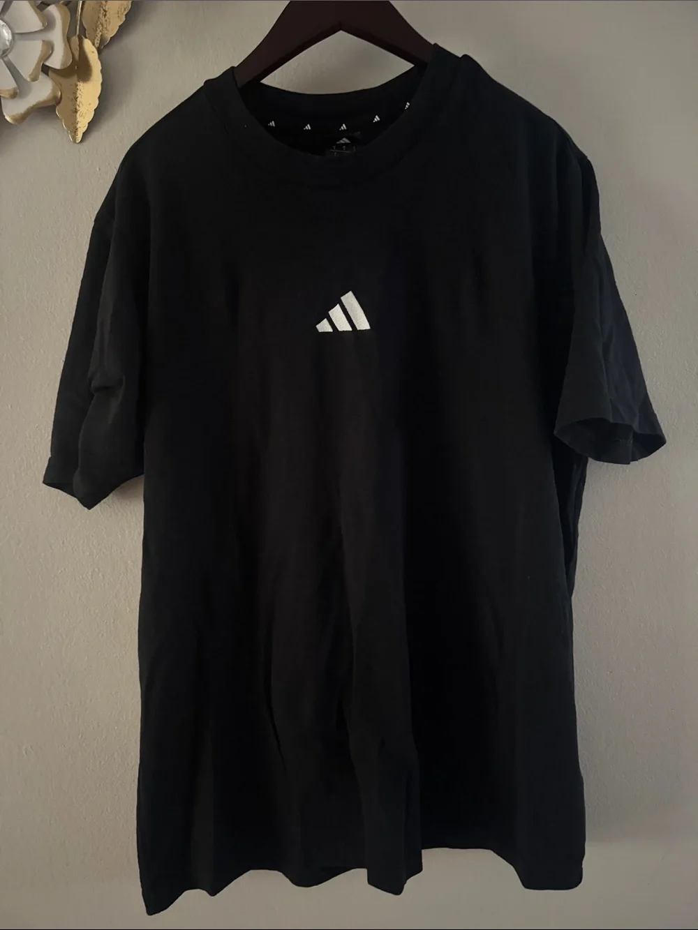adidas Black Tee with Small White Logo